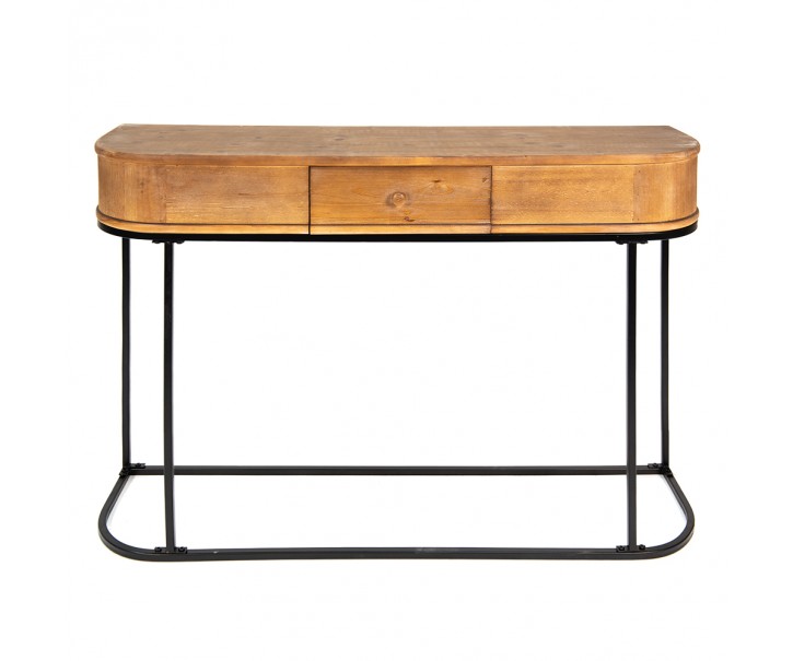 Dřevěno-kovový odkládací retro stůl se šuplíčkem Mounté - 120*33*81 cm