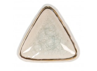 Bílá antik úchytka s popraskáním ve tvaru trojúhelníku - 5*5*7 cm