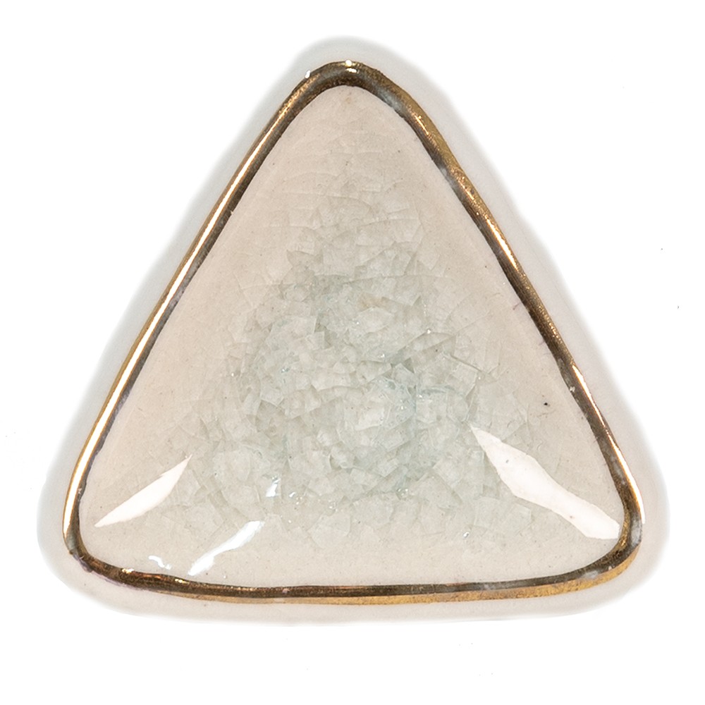 Bílá antik úchytka s popraskáním ve tvaru trojúhelníku - 5*5*7 cm Clayre & Eef