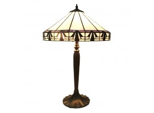 Stolní lampa Tiffany s bílým stínidlem Potenia - Ø 41*63 cm E27/max 2*60W