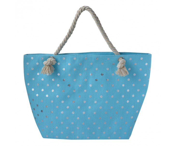 Modrá plážová taška se stříbrnými puntíky Dotta - 56*7*37 cm
