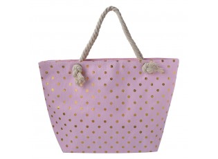 Růžová plážová taška se zlatými puntíky Dotta - 56*7*37 cm