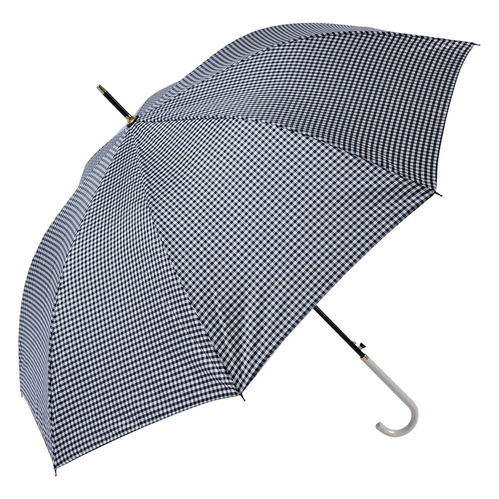 Bílo-černý károvaný deštník pro dospělé - Ø 100*88 cm Clayre & Eef