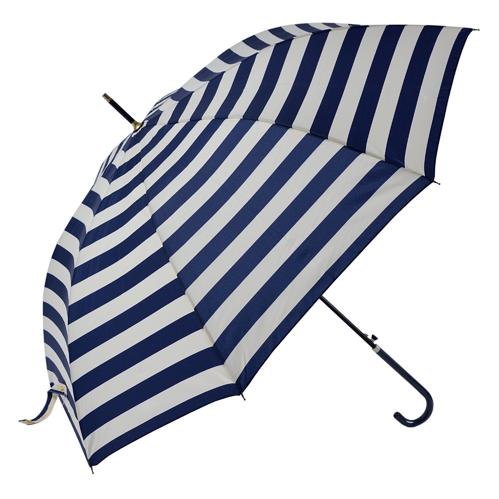 Bílo-modrý deštník s pruhy pro dospělé - Ø 100*88 cm Clayre & Eef