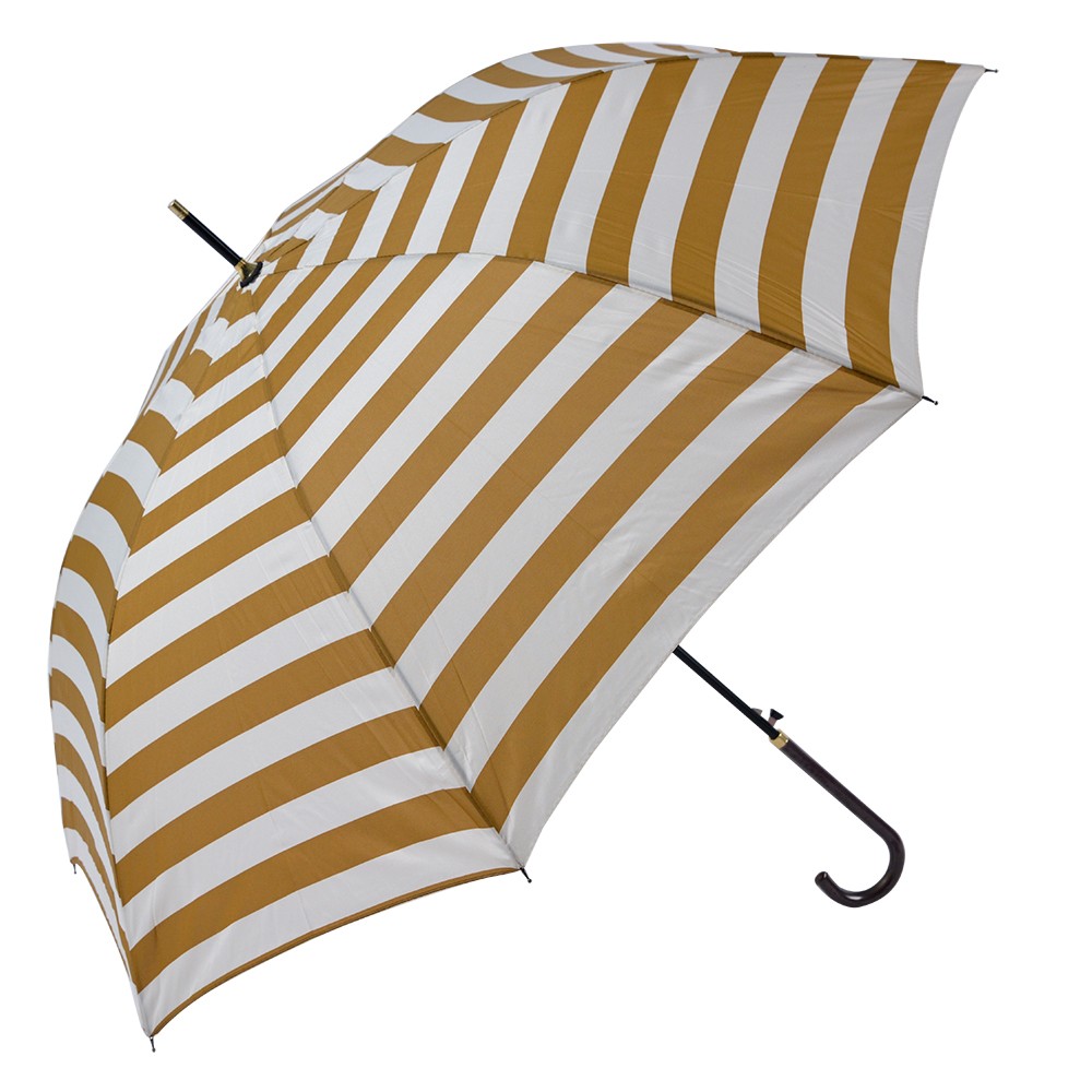 Bílo-hnědý deštník s pruhy pro dospělé - Ø100*88 cm Clayre & Eef