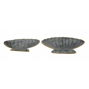2ks plechové dekorační tácy ve tvaru mušle - 30*24*6 / 26*20*5 cm