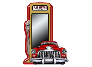 Nástěnné zrcadlo v červeném kovové rámu Full Service - 49*4*67 cm