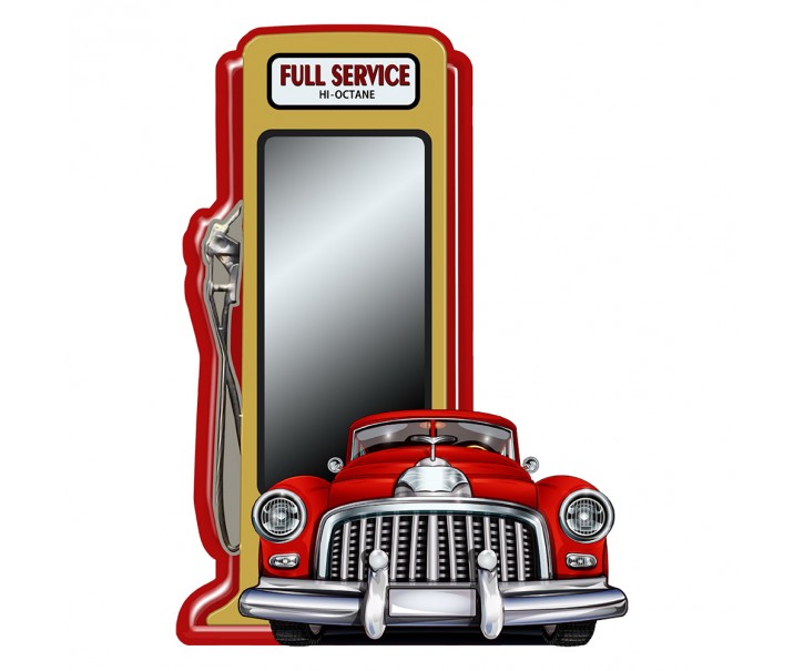 Nástěnné zrcadlo v červeném kovové rámu Full Service - 49*4*67 cm