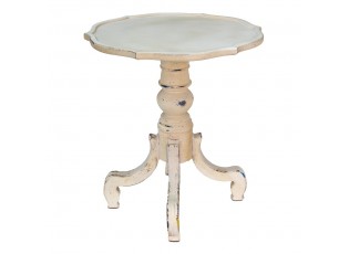 Krémový antik dřevěný odkládací stolek Frances - Ø 65*73 cm
