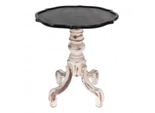 Krémový antik dřevěný stolek s černou odkládací deskou Frances - Ø 66*75 cm