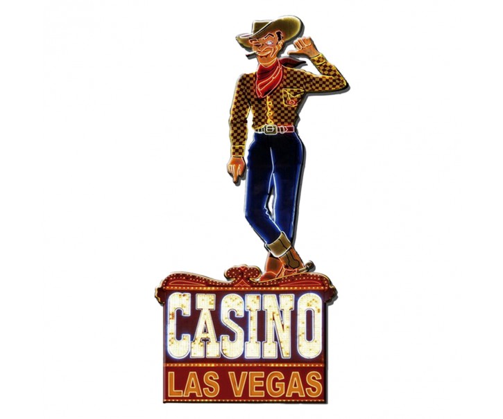 Nástěnná kovová cedule Casino Las Vegas - 35*1*70 cm