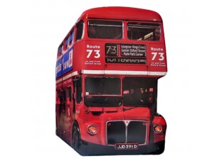 Nástěnná kovová cedule červený patrový autobus - 60*1*80 cm