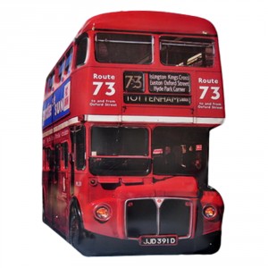 Nástěnná kovová cedule červený patrový autobus - 60*1*80 cm