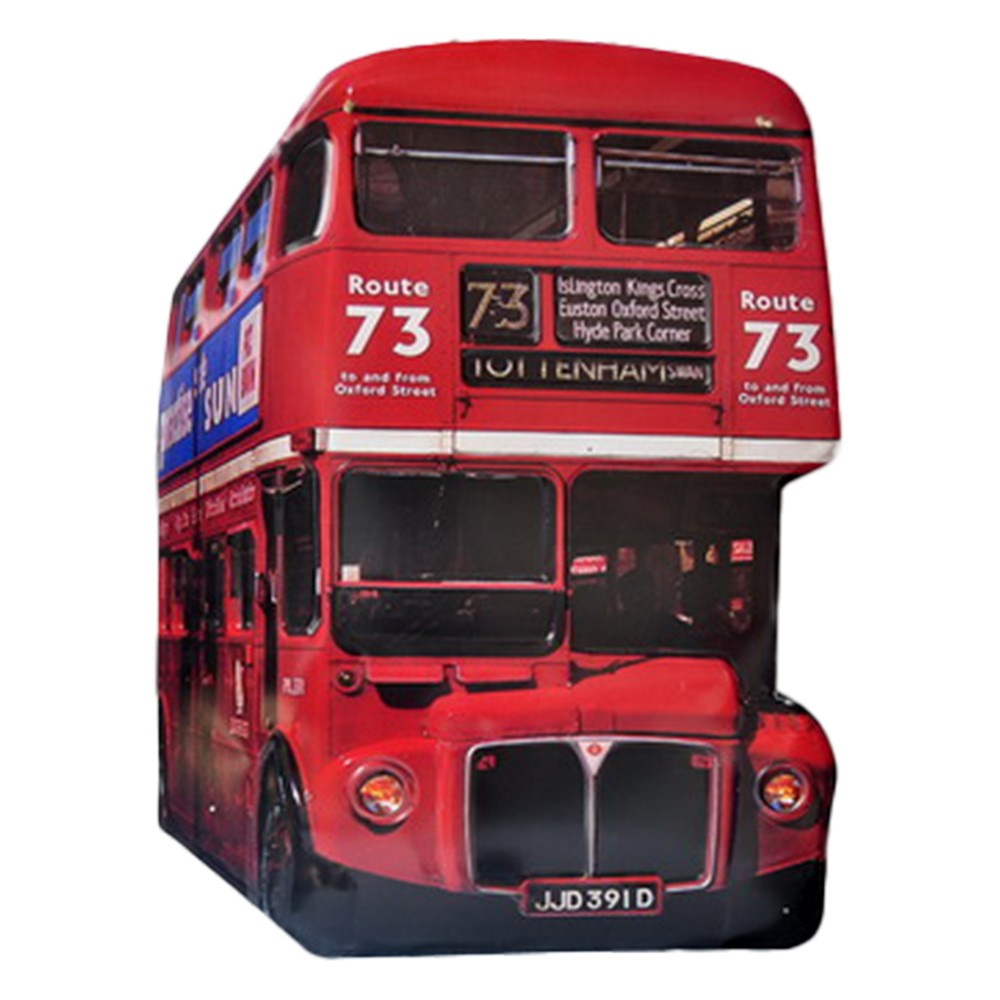 Nástěnná kovová cedule červený patrový autobus - 60*1*80 cm 5Y1083