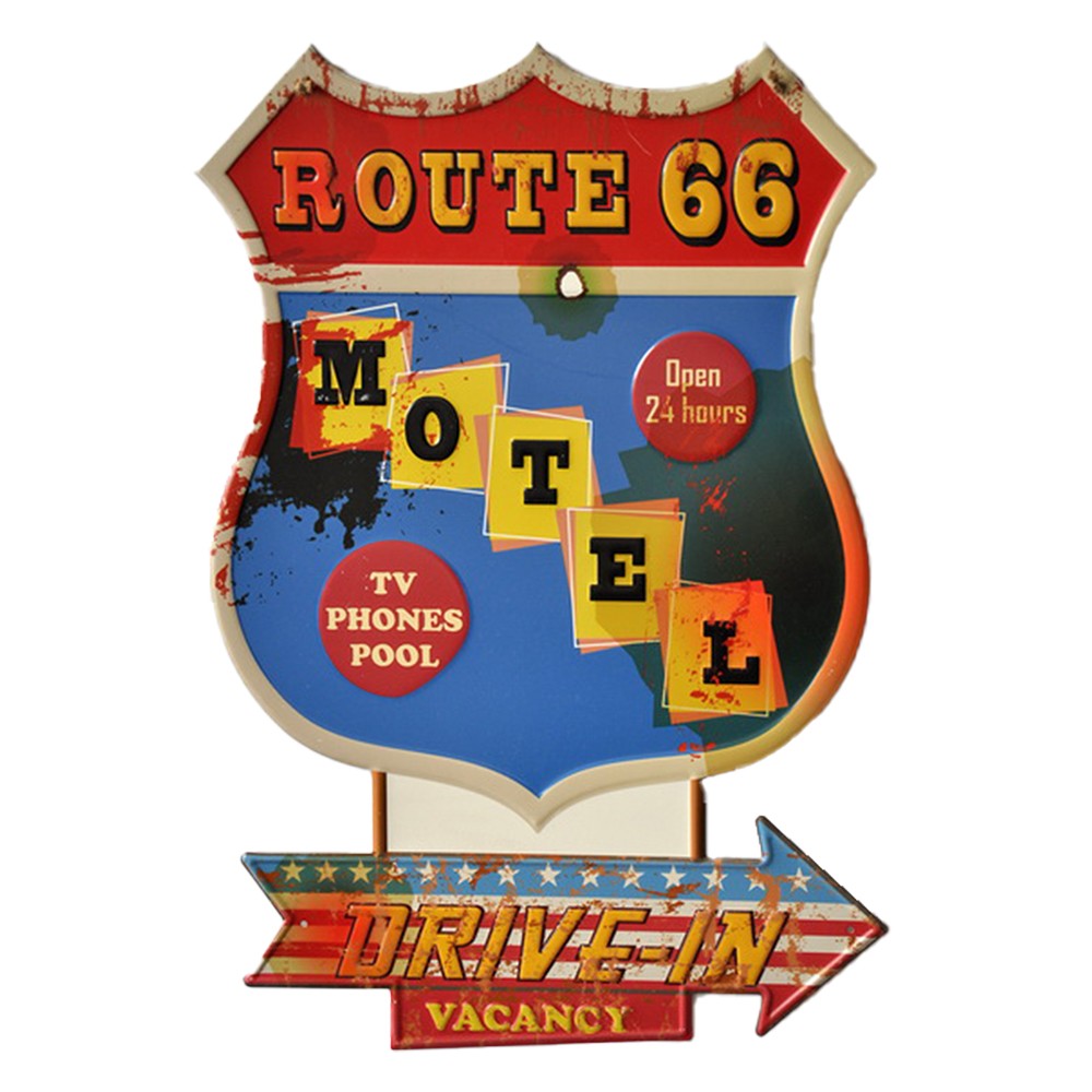 Nástěnná kovová cedule Motel Route 66 - 43*1*63 cm Clayre & Eef