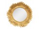 Zlaté antik nástěnné zrcadlo s ozdobným lemem s listy - Ø 25*3 cm