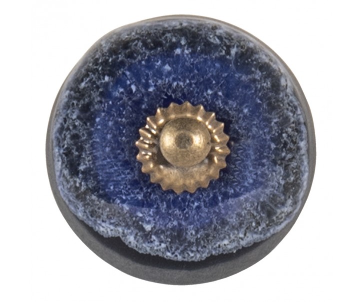 Modro-šedá keramická úchytka s mramorováním - Ø 4 cm