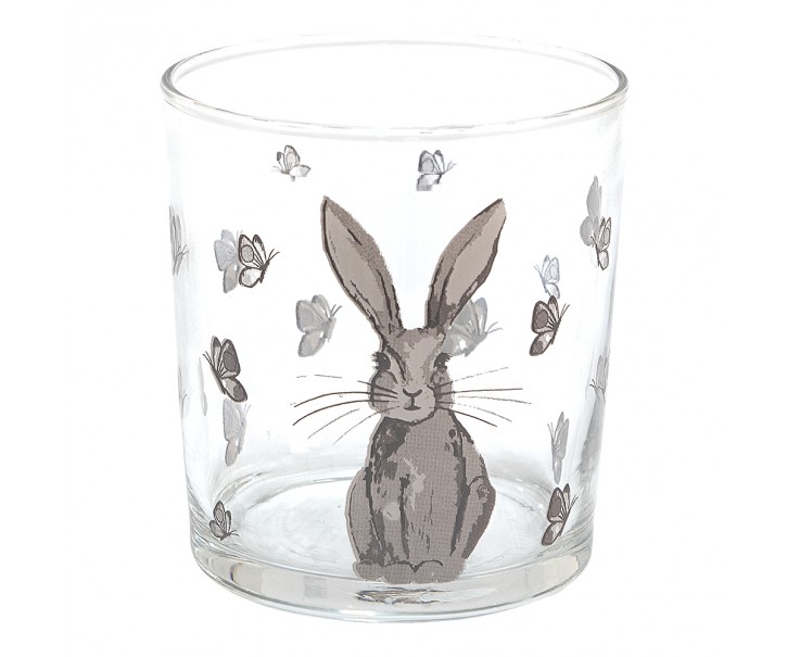 Sklenička na vodu se zajíčkem Rustic Easter Bunny - Ø 8*9 cm/ 250ml