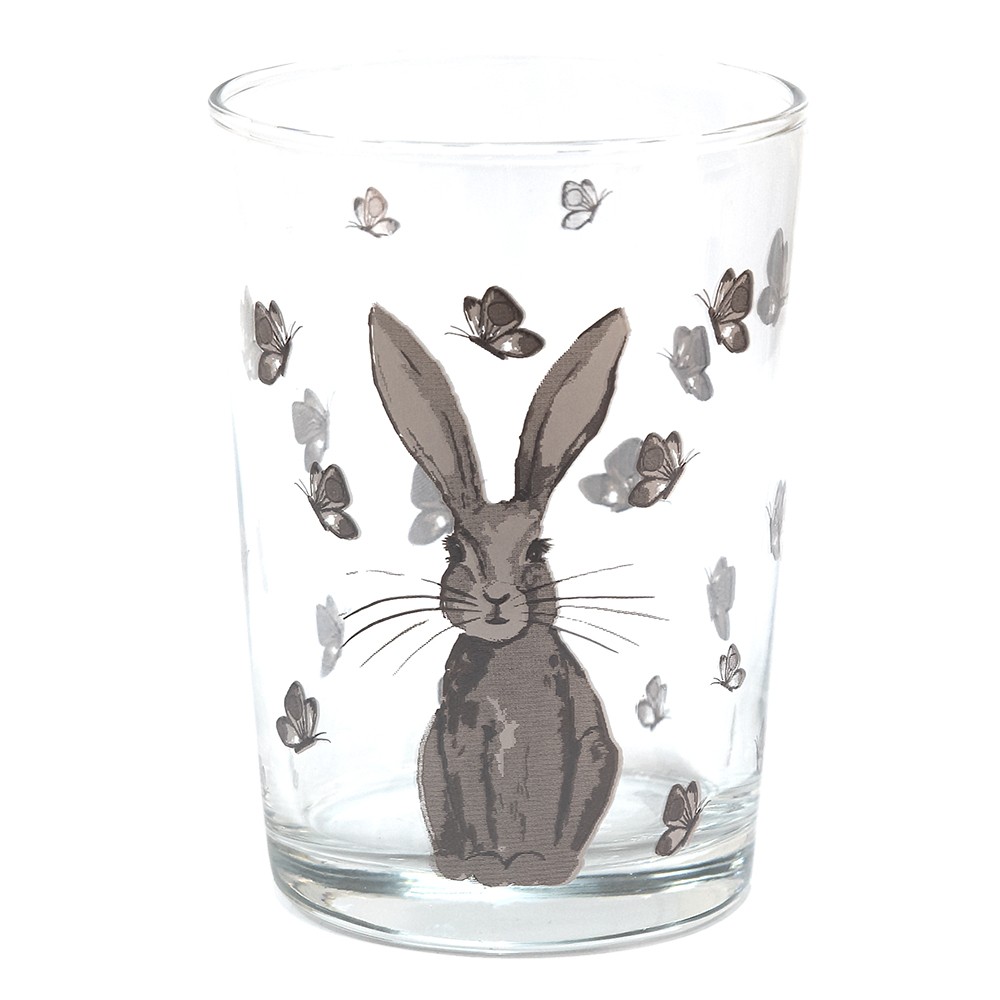 Sklenička na vodu se zajíčkem Rustic Easter Bunny - Ø 8*12 cm / 450ml Clayre & Eef