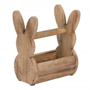 Dřevěná bedýnka s králíčky a madlem na přenášení - 16*10*20 cm