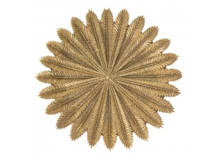 Zlatý dekorační talířek s dekorem listů - Ø 25*1 cm