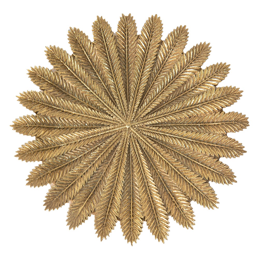 Zlatý dekorační talíř s dekorem listů Spie - Ø 25*1 cm Clayre & Eef