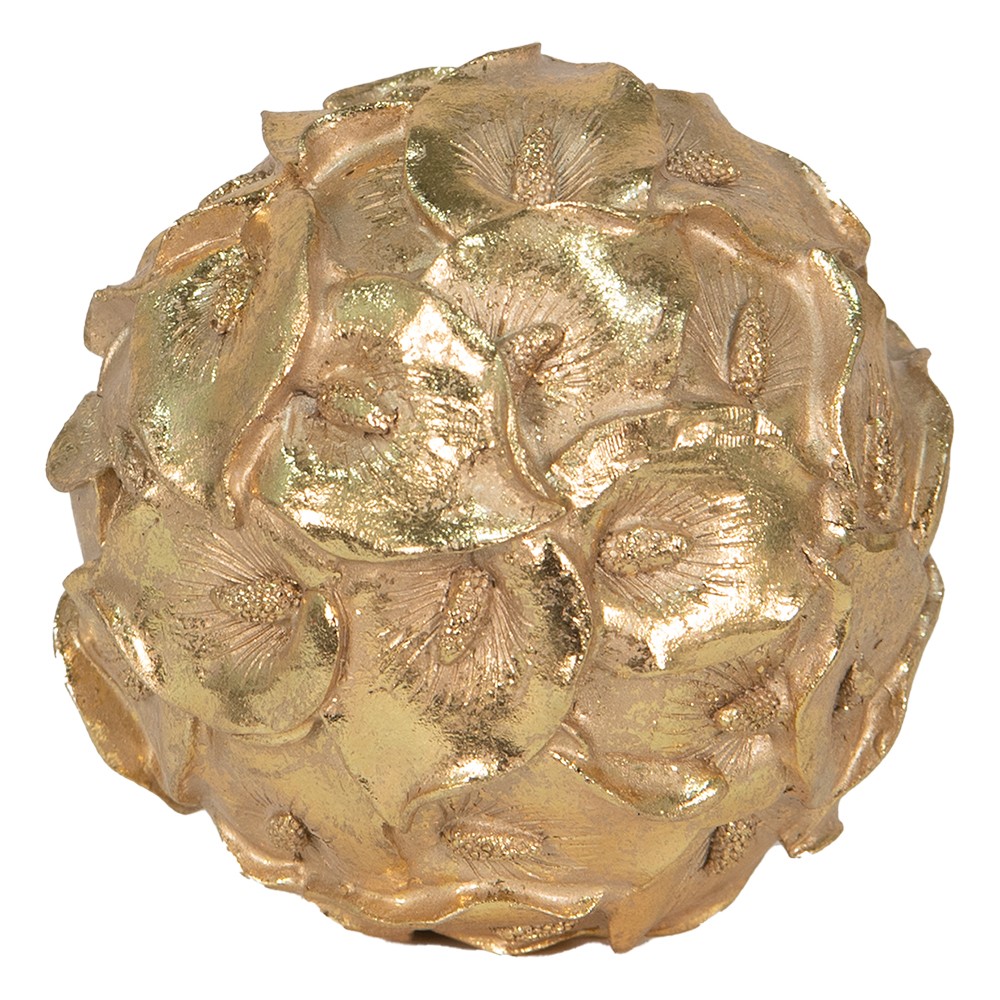 Zlatá antik dekorační květinová koule Flawie - Ø 10 cm Clayre & Eef