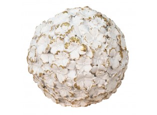 Bílá antik dekorační květinová koule Flawie - Ø 10 cm