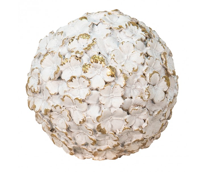 Bílá antik dekorační květinová koule Flawie - Ø 10 cm