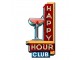 Červená kovová nástěnná cedule Happy Hour Club - 32*1*60 cm