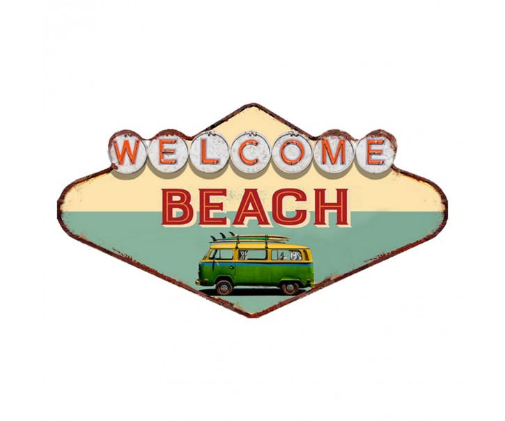 Kovová nástěnná cedule Welcome Beach - 49*1*27 cm