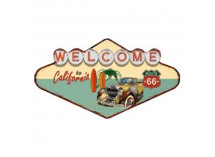 Kovová nástěnná cedule Welcome To California - 49*1*27 cm