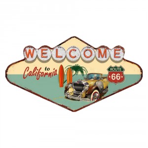 Kovová nástěnná cedule Welcome To California - 49*1*27 cm