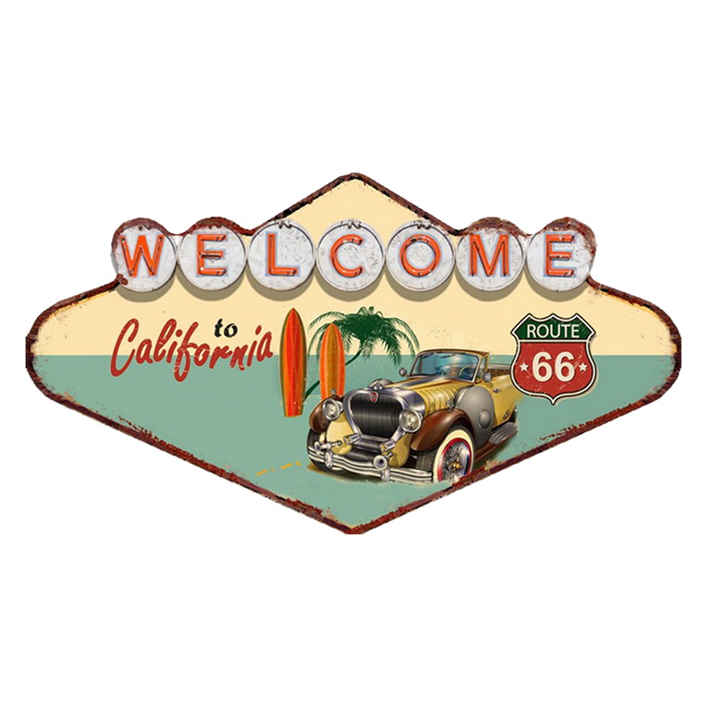 Kovová nástěnná cedule Welcome To California - 49*1*27 cm Clayre & Eef
