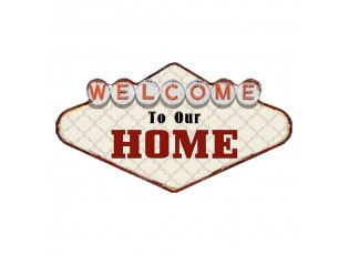 Kovová nástěnná cedule Welcome To Our Home - 49*1*27 cm