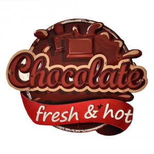 Hnědá kovová nástěnná cedule Chocolate - 45*1*36 cm