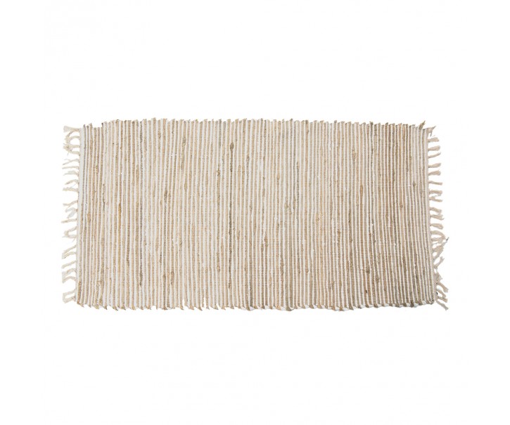 Béžovo-hnědý bavlněný kobereček s třásněmi - 70*140 cm