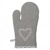 Šedá bavlněná chňapka - rukavice se srdíčkem Lovely Heart - 16*30 cm