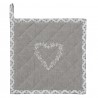 Šedá bavlněná chňapka - podložka se srdíčkem Lovely Heart - 20*20 cmBarva: šedáMateriál: 100% bavlnaHmotnost: 0,04 kg
