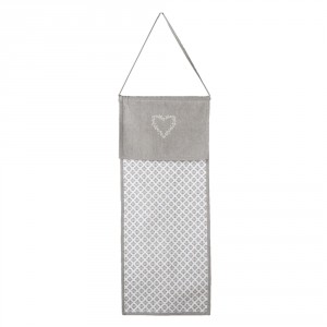 Šedý bavlněný závěsný kapsář se srdíčkem Lovely Heart - 28*1*68 cm