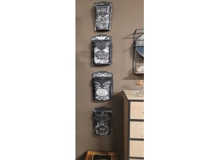 Černá retro schránka s bílými květy Country Post - 26*10*35 cm