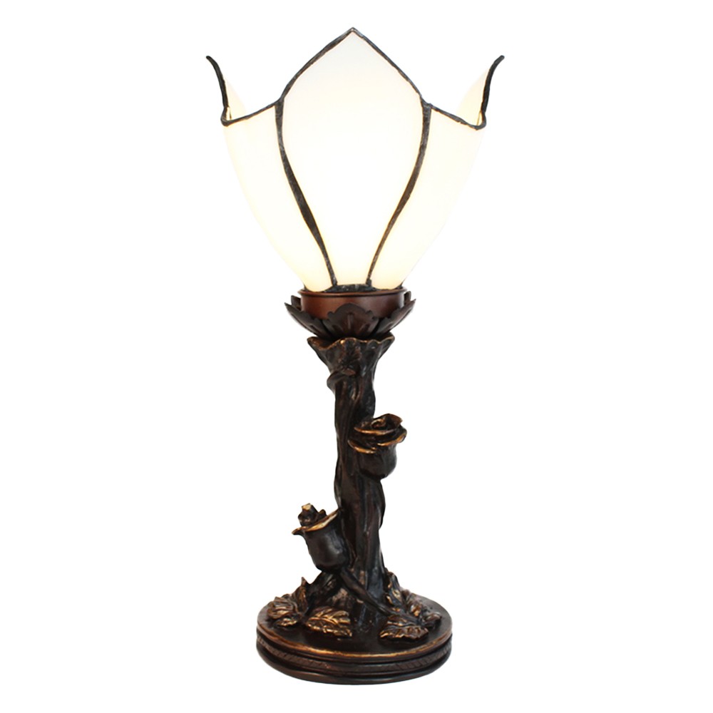 Stolní lampa Tiffany Flower White - Ø 18*32 cm E14/max 1*25W