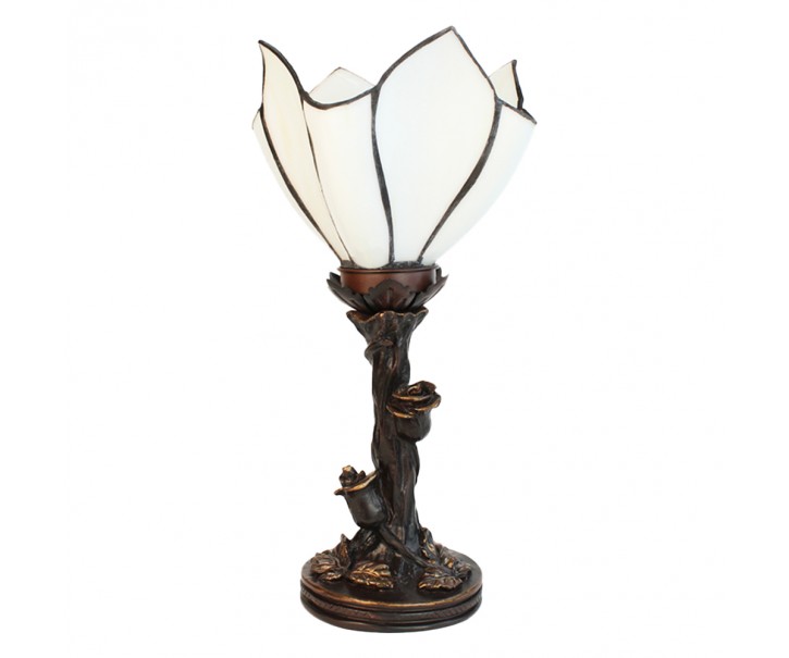 Stolní lampa Tiffany Flower White - Ø 18*32 cm E14/max 1*25W