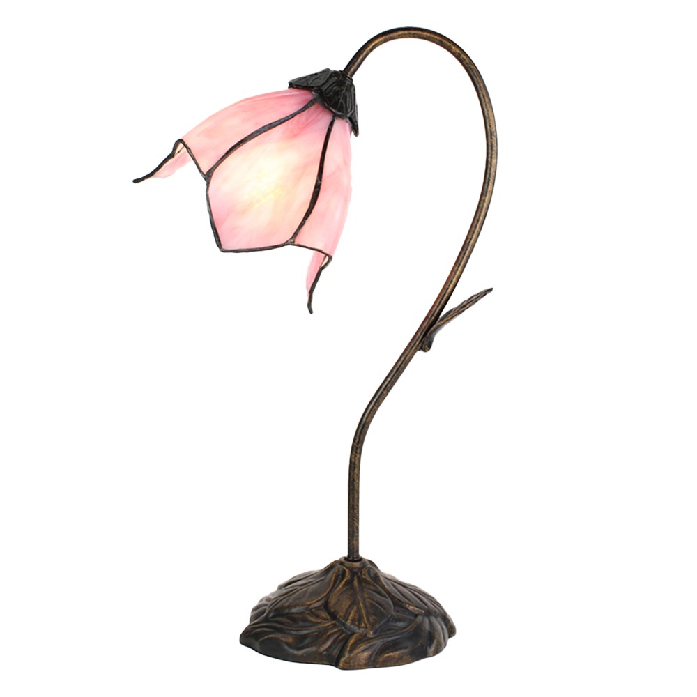 Stolní lampa Tiffany Folwia Pink - 30*17*48 cm E14/max 1*25W Clayre & Eef