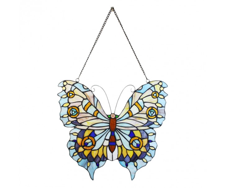 Závěsný Tiffany panel motýl Butterfly Blue - 40*60 cm