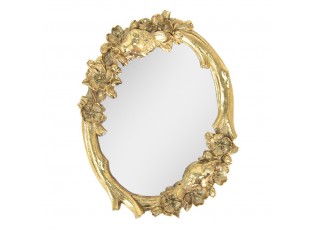 Zlaté antik nástěnné zrcadlo s ozdobným lemem s květy - 19*2*26 cm