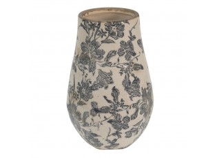 Keramická dekorační váza se šedými květy Mell French M - Ø13*20 cm