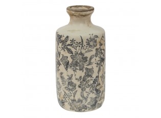 Keramická dekorační váza se šedými květy Mell French L - Ø 13*27 cm