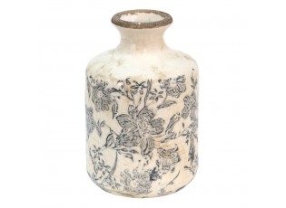 Keramická dekorační váza se šedými květy Mell French S - Ø11*17 cm