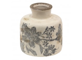 Keramická dekorační váza se šedými květy Mell French XS - Ø 9*10 cm